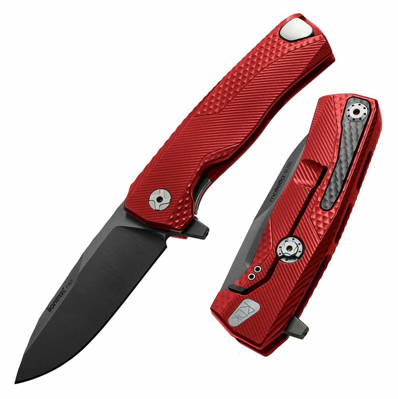 LionSteel ROK Aluminum-Red ROKARB, 3.27" M390 Black Blade, Aluminum Handle 1 LionSteel ROK Aluminum-Red ROKARB, 3.27" M390 Black Blade, Aluminum Handle