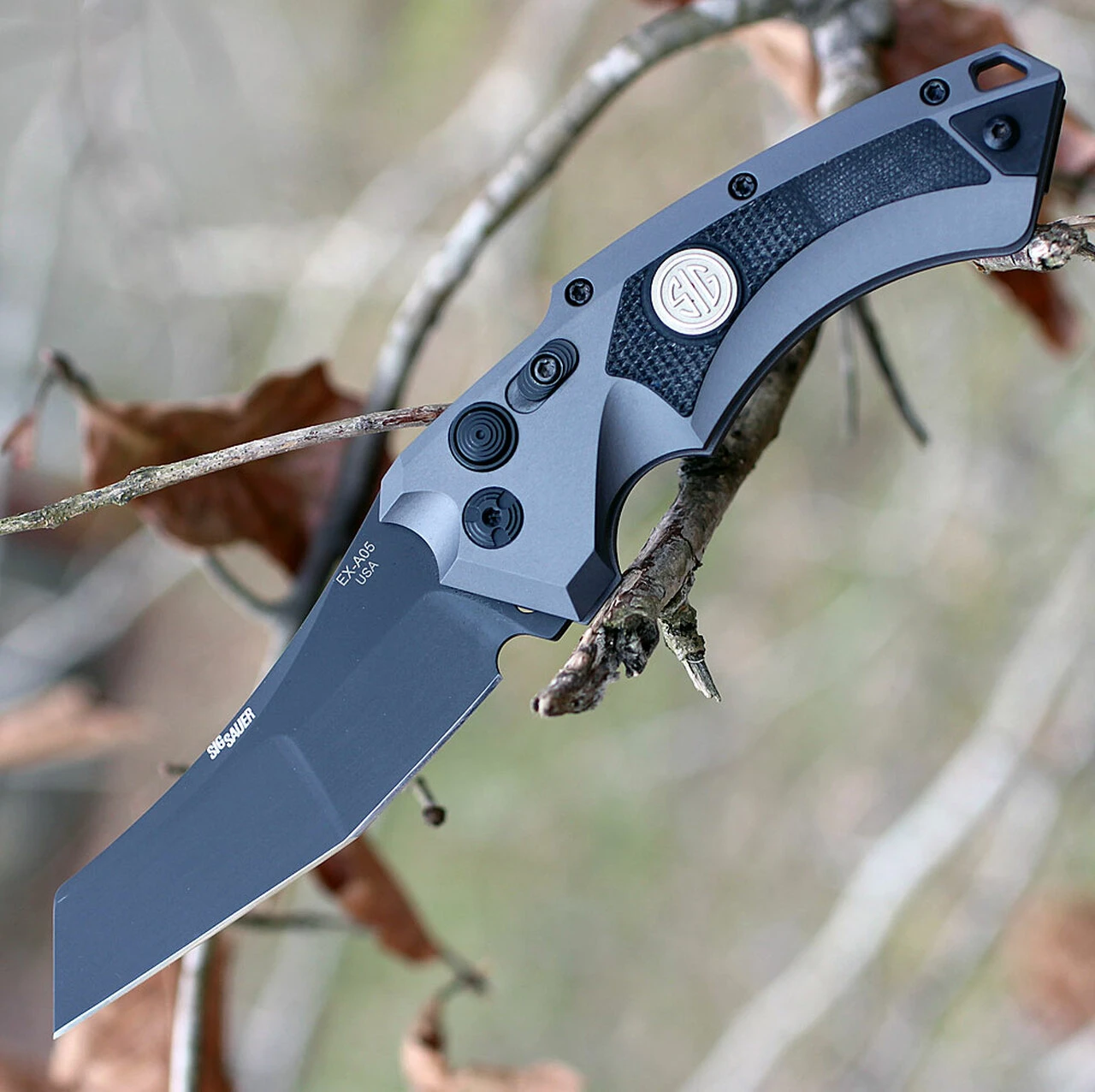 Hogue Sig Sauer 36522 EX-A05 Tactical Folder, 3.5" CPM154 Wharncliffe Plain Blade, Grey Aluminum/Black G-10 Handle 1 Hogue Sig Sauer 36522 EX-A05 Tactical Folder, 3.5" CPM154 Wharncliffe Plain Blade, Grey Aluminum/Black G-10 Handle