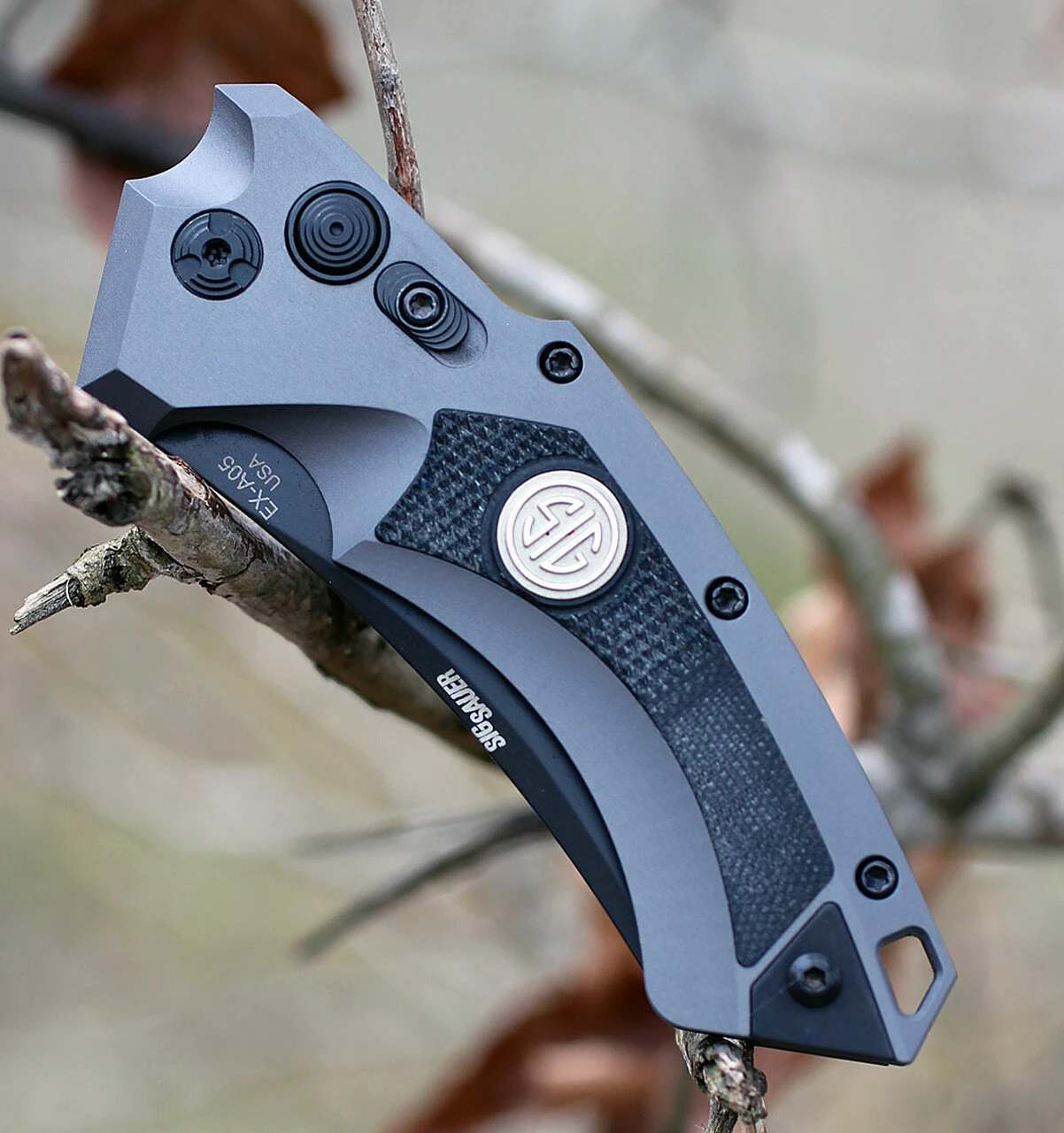 Hogue Sig Sauer 36522 EX-A05 Tactical Folder, 3.5" CPM154 Wharncliffe Plain Blade, Grey Aluminum/Black G-10 Handle 3 Hogue Sig Sauer 36522 EX-A05 Tactical Folder, 3.5" CPM154 Wharncliffe Plain Blade, Grey Aluminum/Black G-10 Handle - Image 3