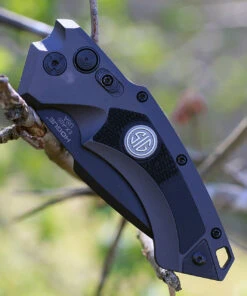 Hogue SIG 36532 EX-A05 Tactical Folder, 3.5" Black Cerakote Spear Point Blade, Grey Aluminum Frame & Solid Black G-10 Inserts -Knifeworks Sales Store sig36532.2 59267.1566586265