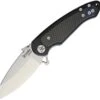 Krudo SNG243 VICE Folder, 3.5" 9Cr18MoV Plain Edge, Stainless Handle w/Carbon Fiber Inserts