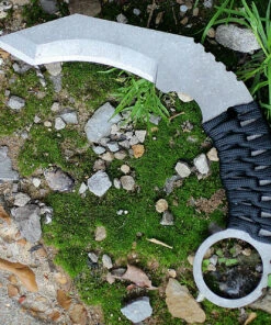 Schwartz Tactical 13 Spartan Karambit, 3.3" Titanium Blade, Black Cord-wrapped Handle