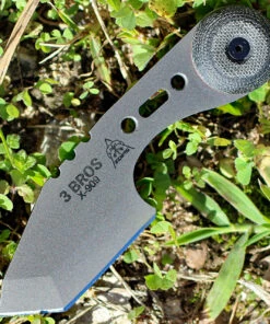 TOPS 3 BROS TANTO, 2" 1095 CARBON STEEL BLADE, BLACK MICARTA HANDLE, KYDEX SHEATH