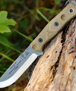 TOPS BROS154GCM B.O.B. Fieldcraft, 4.75" 154CM Plain Blade, Green Canvas Micarta Handle-Kydex Sheath