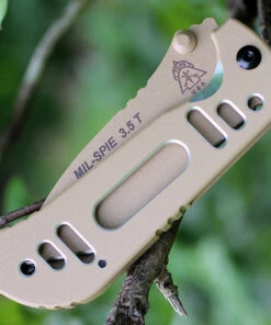 TOPS MIL35T05 Mil-Spie, 3.5" N690Co Tan Tanto Blade, Coyote Tan Aluminum Handle -Knifeworks Sales Store tpmil35t05.3 51074.1566586040