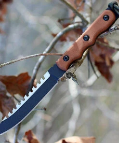 TOPS TPRBL02 Ranger Bootlegger 2, 5" 1095 Double Edged Sawback Blade, Tan Canvas Micarta Handle -Knifeworks Sales Store tprbl2 4 42003.1566589180