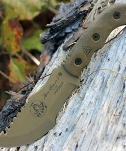 Tops Tom Brown Tracker #2 TBT02-TAN, Green Canvas Micarta, Coyote Tan Coating Blade, Kydex Sheath