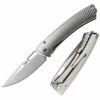 LionSteel TS-1 TiSpine Shiny Gray TS1GS, 3.35" M390 Satin Plain Blade, Titanium Handle