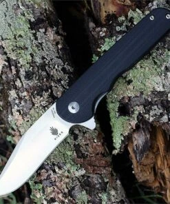 Kizer Cutlery V3454A1 Flashbang Flipper, 3.06" VG-10 Clip Point Satin Blade, Black G10 Handle