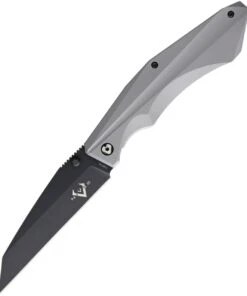 V Nives 30053 Ti-Sportster, 3.75" Black 154CM Plain Blade, Gray Titanium Handle