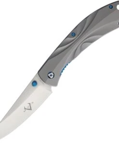 V Nives 30084 Poseidon, 3.5" 154CM Plain Blade, Gray Titanium Handle