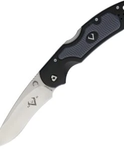 V Nives 30121 Griptide, 3.25" 8Cr14MoV Plain Blade, Black Aluminum, Gray Rubber Inlay Handle