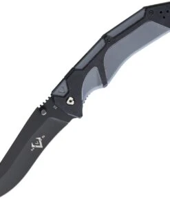 V Nives 30169 Fractal Assist, 3.6" Black D2 Plain Blade, Black G-10 Gray FRN Inlay Handle