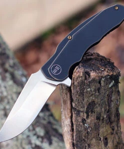 WE Knife Co. Skreech, 2014A, 3.3" Satin Drop Point Blade, Antique Bronze Ti Handle