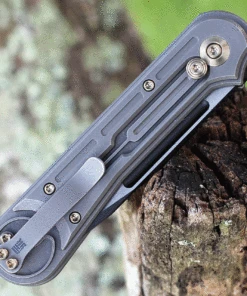 We Knife Co. We Knife Double Helix Folder 815E, 3.3" CPM S35VN Black Drop Point Plain Blade, Gray Titanium Handle -Knifeworks Sales Store we815e.2 68153.1627316762