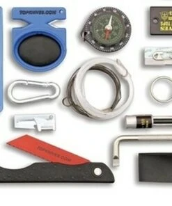 TOPS Knives XcEST Bravo Fixed Blade XCEST-B, 3.25" 440C Black Double Edge Blade, Brown Canvas Micarta Handles, Black Nylon Sheath w/ TOPS Survival Kit -Knifeworks Sales Store xcest bravo 90069.1625667254