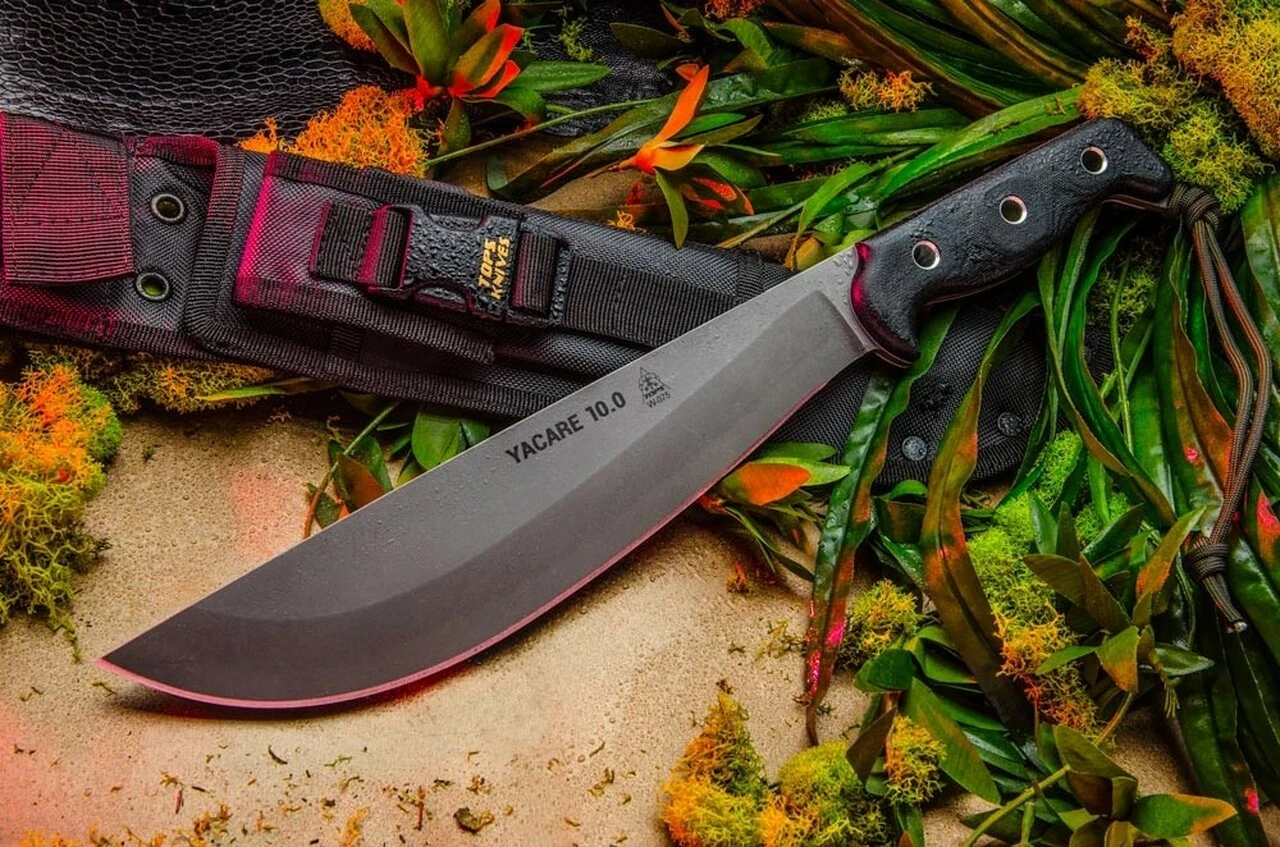 TOPS Knives Yacare YAC-01, 10.25 in 1095 Carbon Steel Plain Blade, Micarta Handle 1 TOPS Knives Yacare YAC-01, 10.25 in 1095 Carbon Steel Plain Blade, Micarta Handle